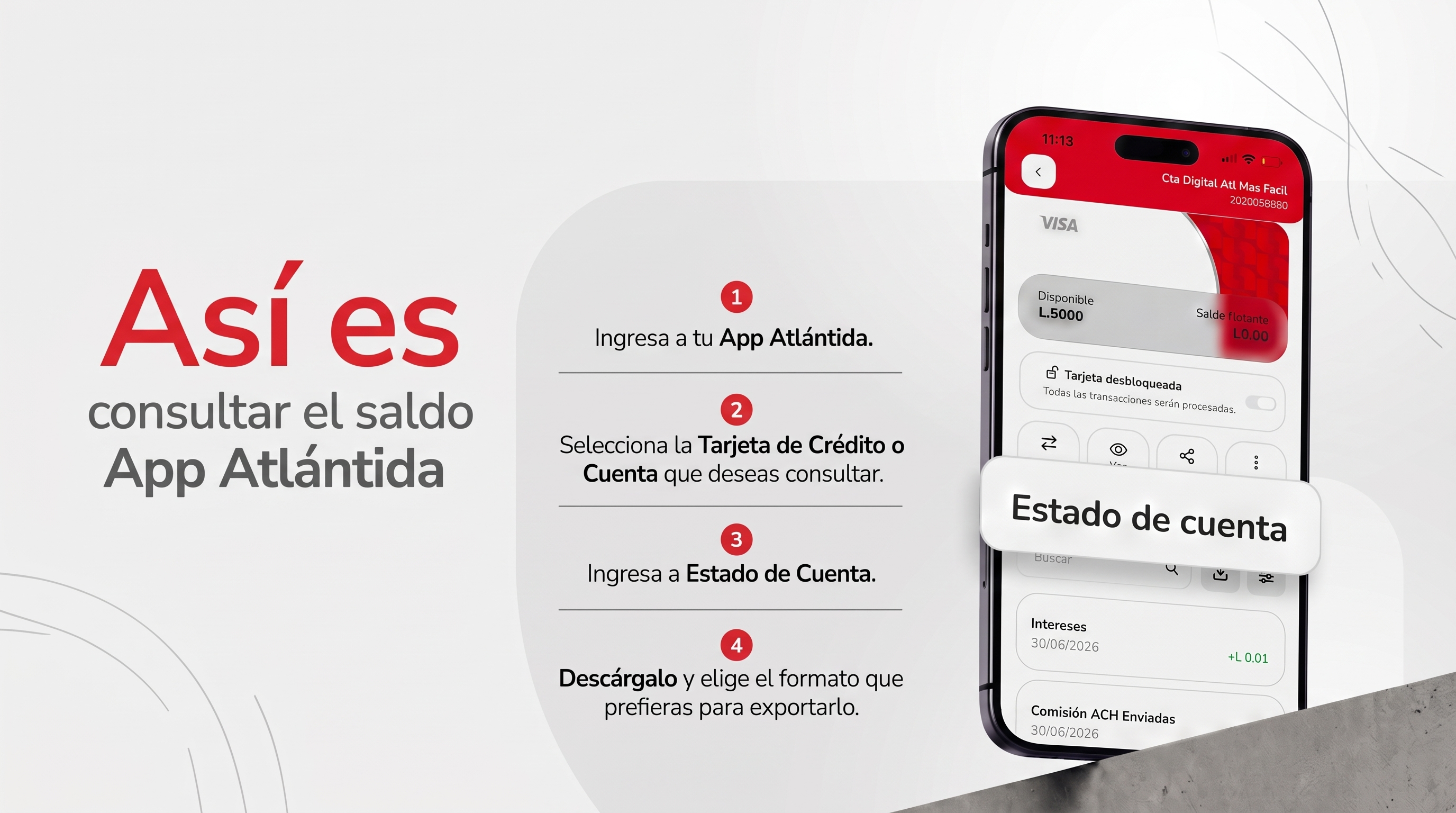 Consultar saldo desde la App Atlántida